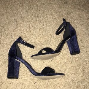 Velvet dark blue heels